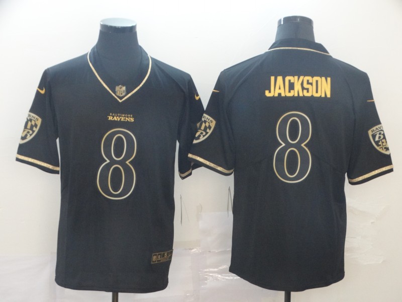 Men's Baltimore Ravens #8 Lamar Jackson Black Jersey